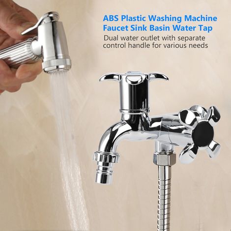Robinet de machine à laver ABS pour évier/lavabo avec double bec et poignée G1/2 Blossom (1/5)