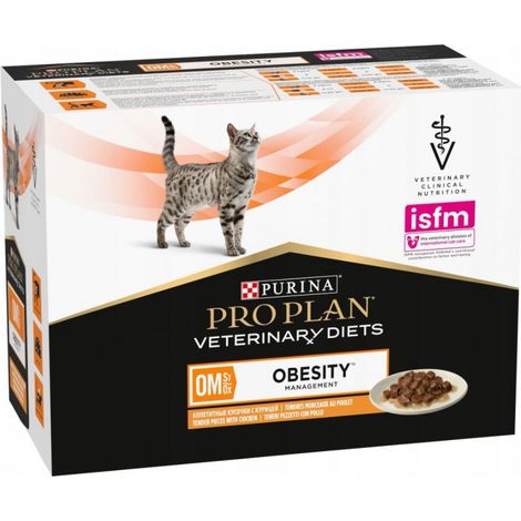 Pro Plan Veterinary Diet OM St/Ox Obesity Management pour chats Poulet 10 sachets 85 g
