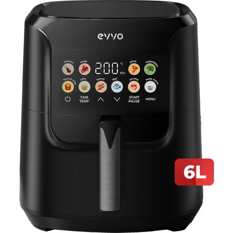 Freidora sin aceite EVVO Tasty Fryer Advance 6L, capacidad 6 l, hasta 200ºC, 1700W, panel táctil, doble resistencia