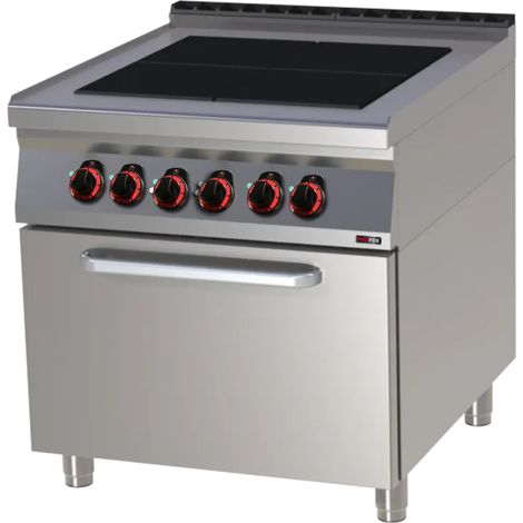 Fourneau électrique avec four électrique statique GN 2/1 - 4x feu REDFOX - SPLT 90/80 21 E - REDFOX