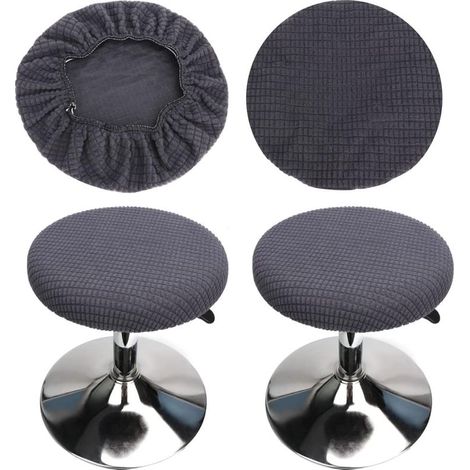 2 Pièces Housse Tabouret Rond(Gris), Housse Tabouret de Bar Rond, Lavable Facile d'entretien Doux et Durable, pour Tabouret 30-40cm (1/5)