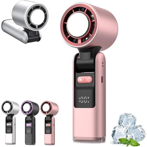 Ventilateur Portable à Main 2026 – 100 Vitesses, Écran LED, Rechargeable USB, Ultra Silencieux, Longue Autonomie, Idéal pour Voyage, Bureau et Plein Air (Rose) (1/5)