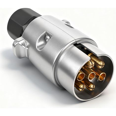 Prise remorque métal à 7 Broches - mâle - Fonte d'aluminium - fiche 7 pin connecteur remorquage étanche pour Camping-Car, Caravane, Camion, Porte-vélos (1/5)
