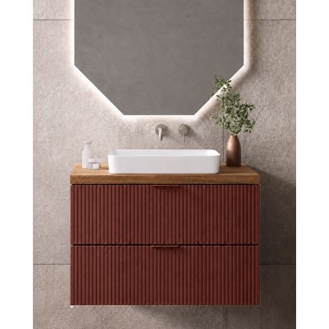 Exagonshop Mobile bagno 80x46 ruggine Teramo con lavabo da (1/3)