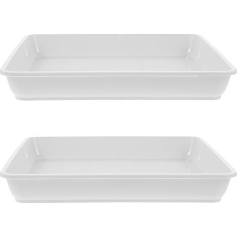 Plateau pour Pot De Fleurs Carré Soucoupe Plastique Blanc 22cm (1/5)