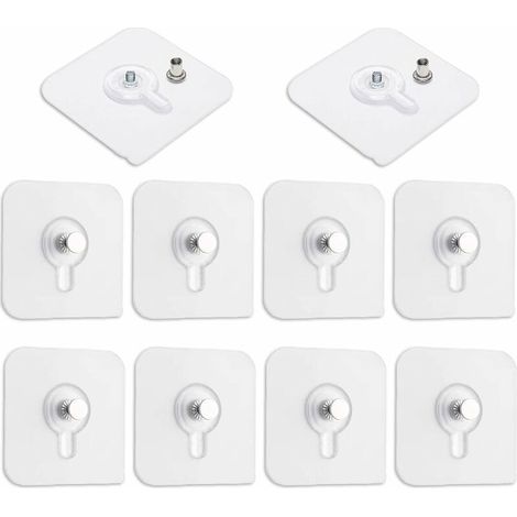 Lot de 10 Accroche Tableau Sans Percer, Transparent Languette Crochets Adhésives pour Cadres Photo Mural, Miroir et Affiches (1/5)