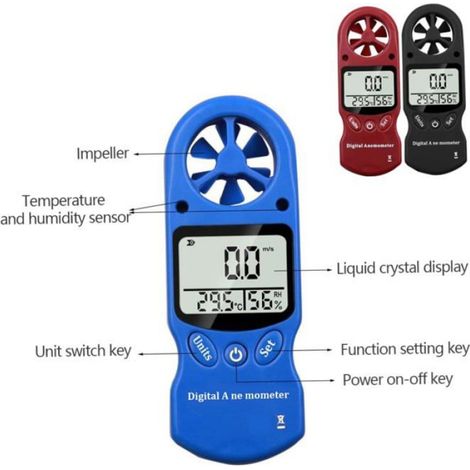 Hygromètre, Thermomètre à effet de serre,Thermomètre de jardin,anémomètre numérique LCD affichage Vent Speed Speed Compteur (1/5)