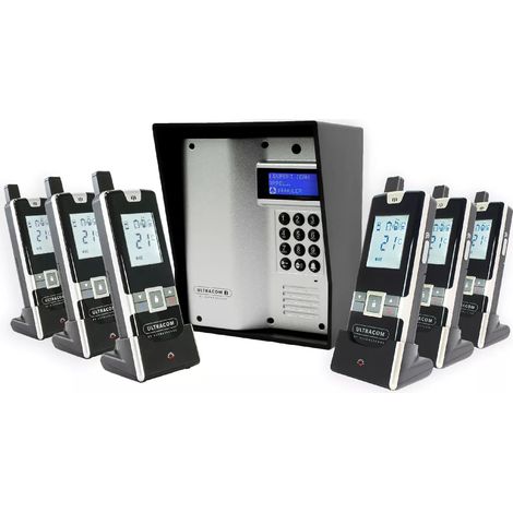 Interphone Drive - autonome 100% sans-fil longue portée 600m digicode écran LCD - UltraCOM3 ARGENTÉ + 6 combinés mobiles (1/5)