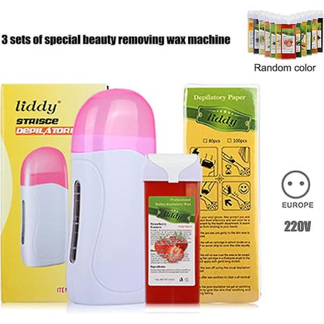 Kit épilation visage, cou, bras, jambes et corps – machine épilatrice avec cire et bandes de papier, élimination des poils durable, ensemble complet 3-en-1. (1/5)