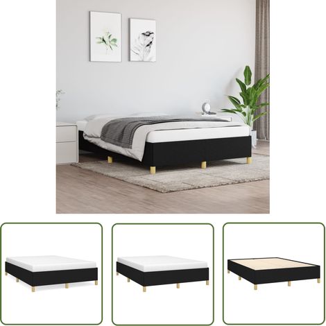 The Living Store Bettgestell ohne Matratze Schwarz 140x190 cm Stoff - Bettrahmen - Doppelbett - Boxspringbetten - Lattenrost - Schlafzimmermöbel (1/5)