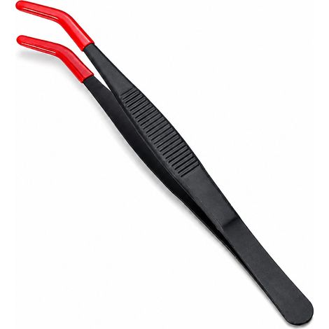 Pince brucelles acier 430 droite 30 cm embouts noirs (1/5)