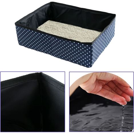 Bac à litière pliable pour chat Boîte à litière de voyage imperméable et portable pour chatons et chiens de petite taille Toilettes pour animaux de compagnie pour camping et déplacements Extérieur Int