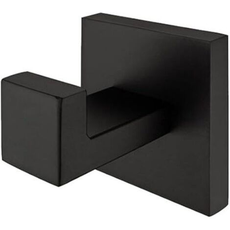 Black towel hook in 304 stainless steel, modern chrome luxury square bathroom accessories