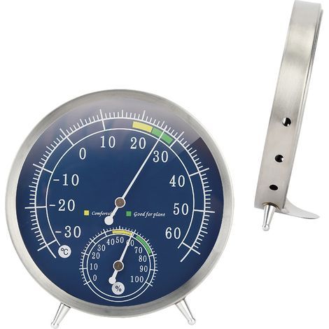 Thermomètre Hygromètre Analogique Multifonction Résistant à Eau Précis pour Intérieur et Extérieur Compatible Mur et Table Mesure Température et Humidité (1/5)