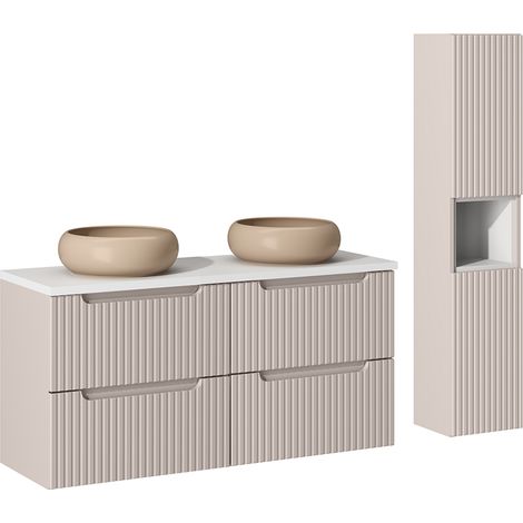 Set di mobili da bagno doppio lavabo Riva cachemire 120cm