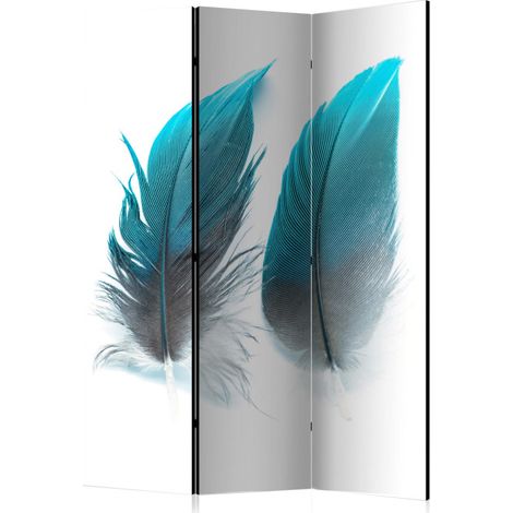 Paravent 3 Volets "Blue Feathers" 135x172cm (1/2)