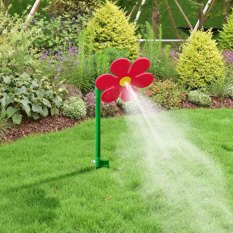 Arroseur Crazy Daisy Tournant 360° – Fleur Dansante pour Jardin et Pelouse, Outil d'Irrigation Amusant pour Enfants et Animaux, Base en Plastique Durable avec Design Coloré (Rouge) (1/5)