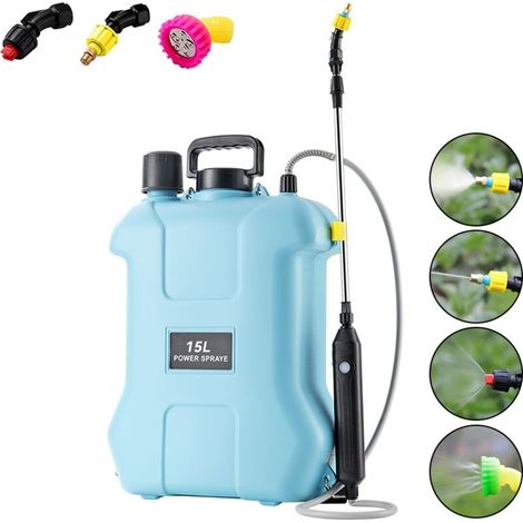 Pulvérisateur électrique grande capacité 15 L, Pulvérisateur d'épaule haute pression pour jardin avec perche télescopique et 3 buses (1/5)