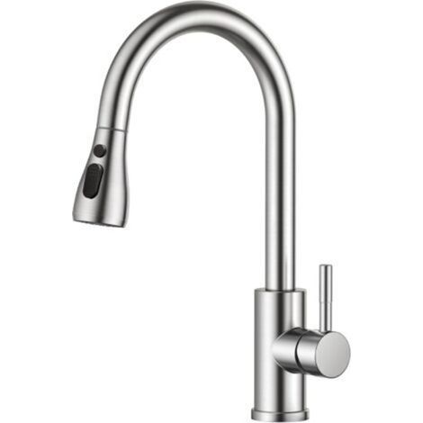Kitchen Faucet, Kitchen Mixer Tap, 360° Swivel High Arc Sink Faucet with Pull-Down Sprayer, 3 Modes, Stainless Steel (1/5)