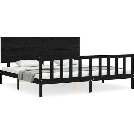 Maison Exclusive - Massivholzbett mit Kopfteil Schwarz 200x200 cm