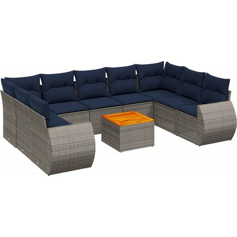 Maison Exclusive - 10-teiliges Gartensofa-Set mit Kissen, grau, P