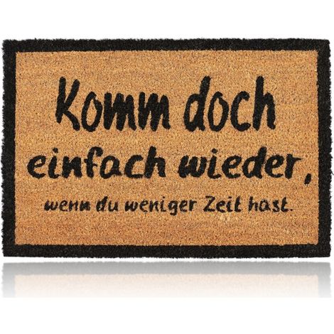 Relaxdays Zerbino Ingresso Casa, 40x60 cm, Tappeto Scritta KOMM DOCH Antiscivolo Fibra di Cocco, Indoor Outdoor, Marrone (1/5)