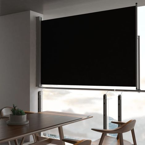 Auvent latéral Store Banne Solaire abri Marquise Brise-soleil rétractable de patio 160 x 300 cm Noir LKOWF52288 (1/5)