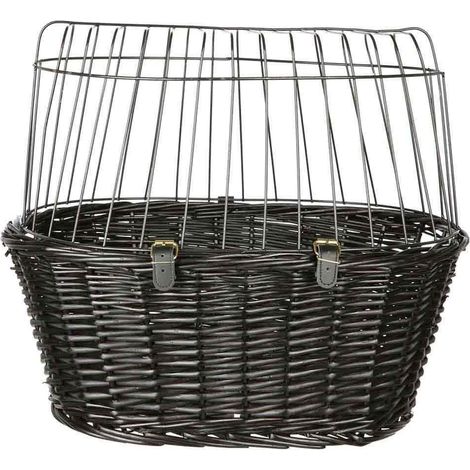 Trixie Cesta de bicicleta para perro de mimbre negro 50x41x35 cm