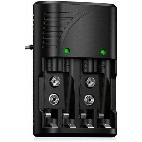 Universel Chargeur de Piles AA/AAA/9V, Rapide Chargeur 6802 pour AA/AAA NI-MH ou 9V Piles Rechargeables avec Indicateur LED, 100-240V Tension Mondiale,Superma (1/4)