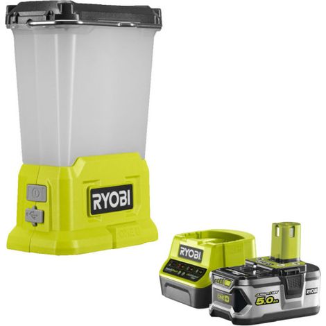 Pack RYOBI Lanterne LED 18V One+ 850 Lumens RLL18-0 - 1 Batterie 5.0Ah - 1 Chargeur rapide RC18120-150 (1/5)