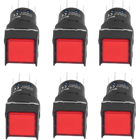 Interrupteur à bouton poussoir lumineux 16mm carré verrouillage 24V 5A rouge lot de 25 mini commutateurs de puissance (1/5)