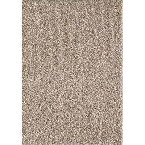 Tapis shaggy 80x150 cm beige – Longs poils 50 mm – Tissé en polypropylène – Anti-acariens et insensible aux UV – Dezenco (1/5)