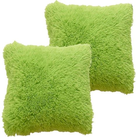 BEBUSINGOTO Taie d'oreiller en peluche, 2 pièces, douce et confortable, couleur unie, housse de coussin créative (1/5)