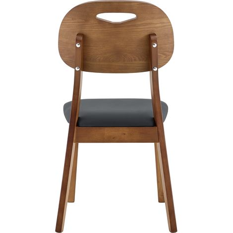 Juego de 2 sillas de comedor con respaldo ovalado, sillas modernas de madera con asa de transporte, sillas tapizadas para comedor/sala de estar, solo sillas, mesa no incluida. (1/5)