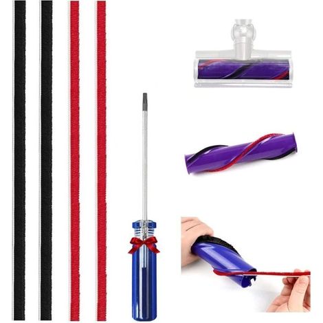 Set mit 4 Ersatz-Plüsch-Staubsaugerstreifen für Dyson Original V7 V8 V10 V11 Direktantrieb inklusive Schraubendreher (1/4)