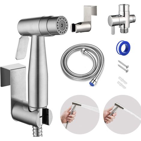 Kit Douchette wc,Pulvérisateur de toilette pour bidet,jet à deux fonctions, Pulvérisateur pour L'hygiène Personnelle Quotidienne, Jeu de Tuyaux Mural (1/5)