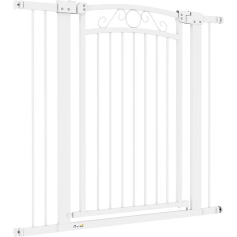 Porte pour chien réglable 76-104 cm barrière sécurité 2 extensions double blocage blanc