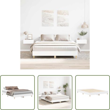 vidaXL Holz Bett -  Bettgestell ohne Matratze Weiß 140x200 cm Holzwerkstoff (1/5)