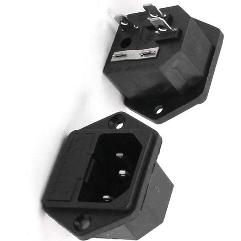 2 pièces de sécurité 3 broches C14, support réseau, prise courant AC 250 V, 10 A