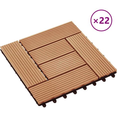 vidaXL Tile de Decking 22 uds. Teca 30 x 30 cm WPC (1/2)