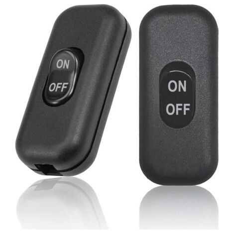 FENOPLASTICALot de 2 Interrupteur Lampe de Chevet, Interrupteur Noir, Interrupteur bipolaire 6A 250V, Mini Interrupteur à Bascule pour petit Appareil, Lampe de Chevet, Lampe de Bureau (Noir) (1/4)