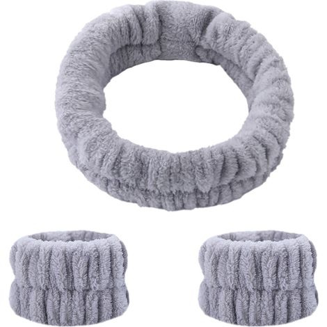 Diadema de felpa, goma para el cabello, maquillaje cosmético, lavado facial, ducha, spa. (1/5)