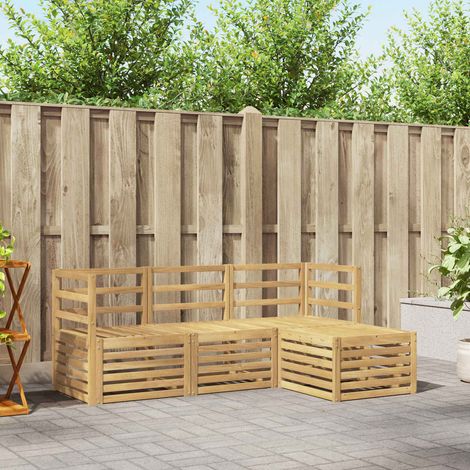vidaXL Outdoor-Sofagarnitur 4 pcs Weiß Massivholz Akazie (1/5)