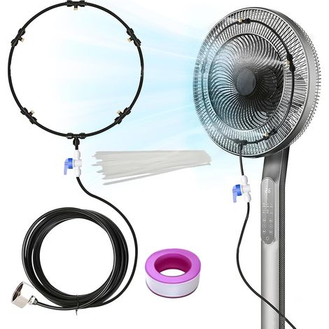 Ventilatori nebulizzatori per esterni - Nebulizzatori per esterni da patio, sistema di raffreddamento con tubo flessibile da 8 metri e ugelli multipli per gazebo, tendoni, giardino, canile, patio (1/5)
