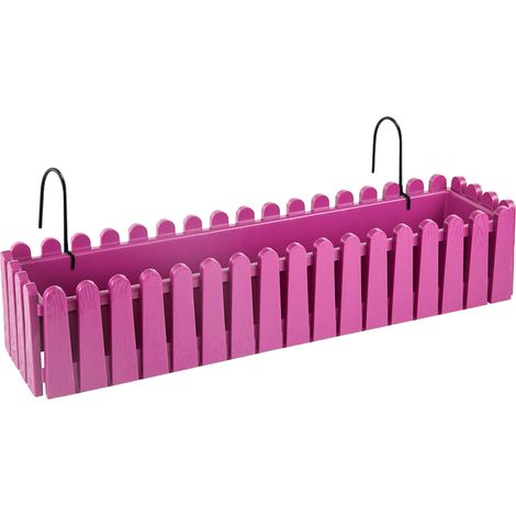 Fioriera Rettangolare Con Sistema Di Drenaggio Conservazione Acqua Balconiera Con Supporti Da Ringhiera Appesa Inclusi Balcone Design Moderno Vaso Piante Fiori Magenta - 75 cm 14Lt