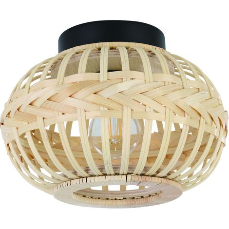 Lampe de plafond en rotin Towcester Ø 26cm - 1x E27 - 43924