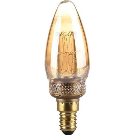 V-TAC Lampadina LED E14 2W Candela Filamento Ambrato Art 1800K (1/5)