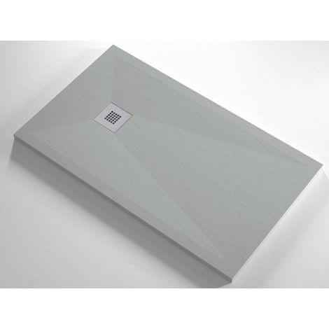 Piatto Doccia Slim Grigio Effetto Pietra da 70 a 210 cm in Resina Marmo Piletta - Dimensione Piatto 80x120 (1/2)