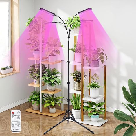 Pflanzenlampe LED 4 Kopf Pflanzenlicht 420 LEDs Grow Light mit 4/8/12 Auto-Timer Pflanzenleuchte 3 Lichtmodi Einstellbar Wachsen licht Vollspektrum für Indoor-Gartenpflanzen (1/5)