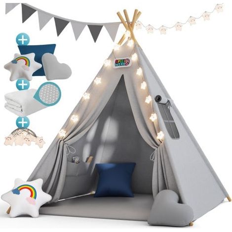 Jouet Tipi avec tapis gris pour enfants Jeu de jardin ou de chambre d'enfant (1/5)